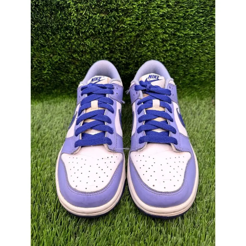 Nike Dunk Low DZ4456-100 Athletic Shoes Boys 6 Purple Leather Walking Cushioned